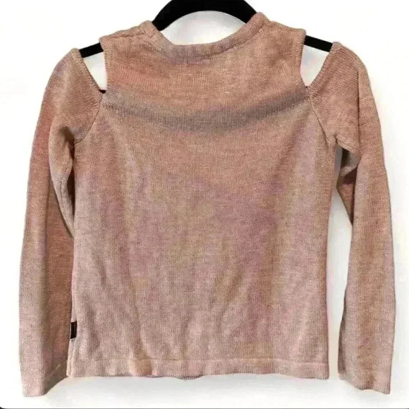 DKNY Girls Pink Cold Shoulder Sweater w Ruffles Size Medium - Picture 4 of 5